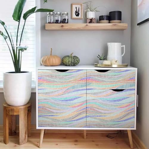 MuralPeel Colorful Geometrical Wave Mosaic Modern Peel and Stick Wallpaper Self Adhesive Removable Easy Peel Off Stick on Wall Paper for Bedroom Cabinet Renter Friendly - Image 5