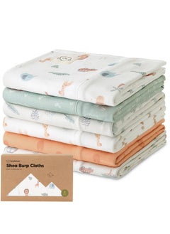 Organic Burp Cloths Baby Girl, Boy - 6-Pack Large Baby Burp Cloths, Super Absorbent Burping Cloths for Babies, Soft & Plush Cotton Burp Cloth, Spit Up Burp Rags, Newborn Burp Clothes (Wilderness)