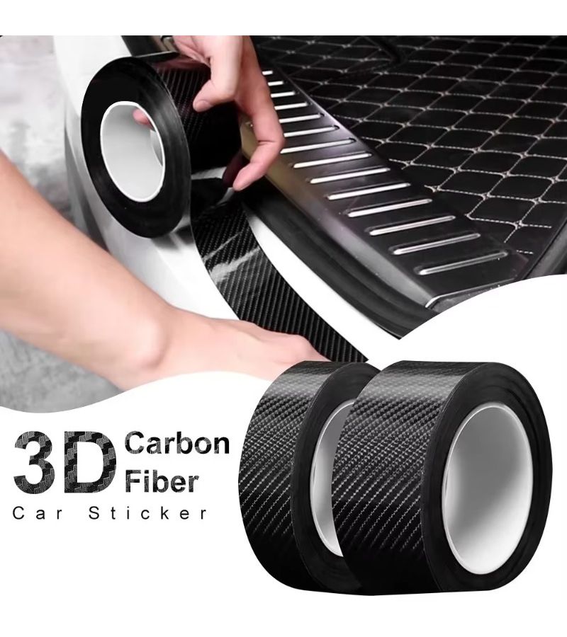 3Pcs Set 3D Carbon Nano Fiber Tape ZA021 Waterproof Scratch Resistant Bumper Sill Protection Sticker 10 cm 3 M Black Adhesive Film for Car Interior Exterior - Image 5