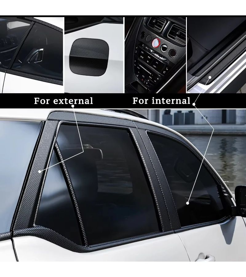 3Pcs Set 3D Carbon Nano Fiber Tape ZA021 Waterproof Scratch Resistant Bumper Sill Protection Sticker 10 cm 3 M Black Adhesive Film for Car Interior Exterior - Image 3