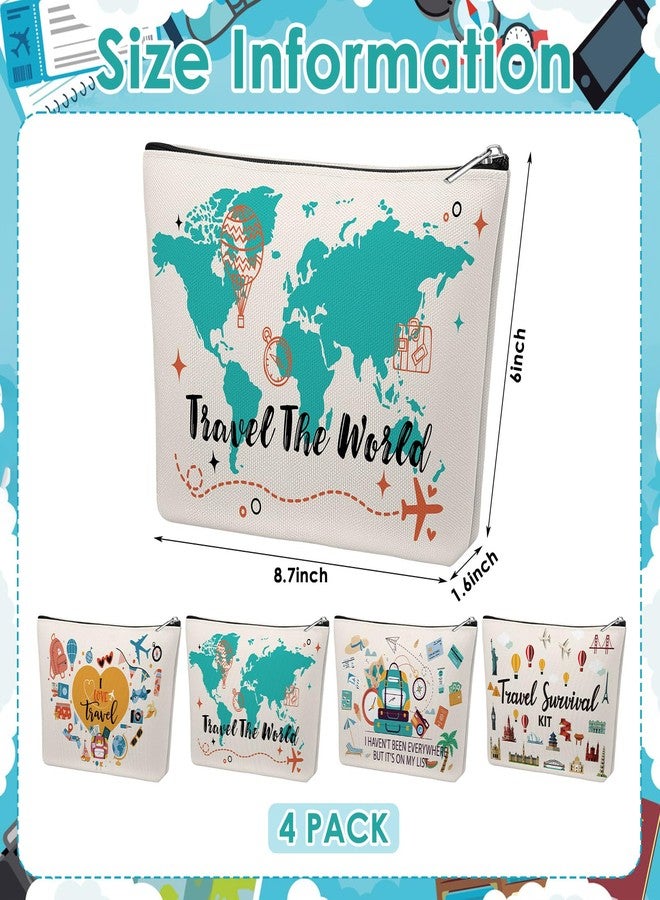 Kacctyen 4 Pack Funny Travel Gifts for Women Travelers Cosmetic Bag Flight Makeup Bag with Zipper Vacation Souvenir Gifts for Travel Lovers - Image 2