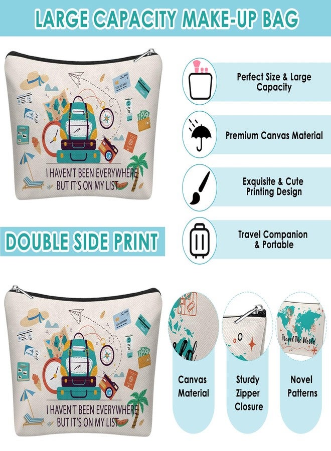 Kacctyen 4 Pack Funny Travel Gifts for Women Travelers Cosmetic Bag Flight Makeup Bag with Zipper Vacation Souvenir Gifts for Travel Lovers - Image 3