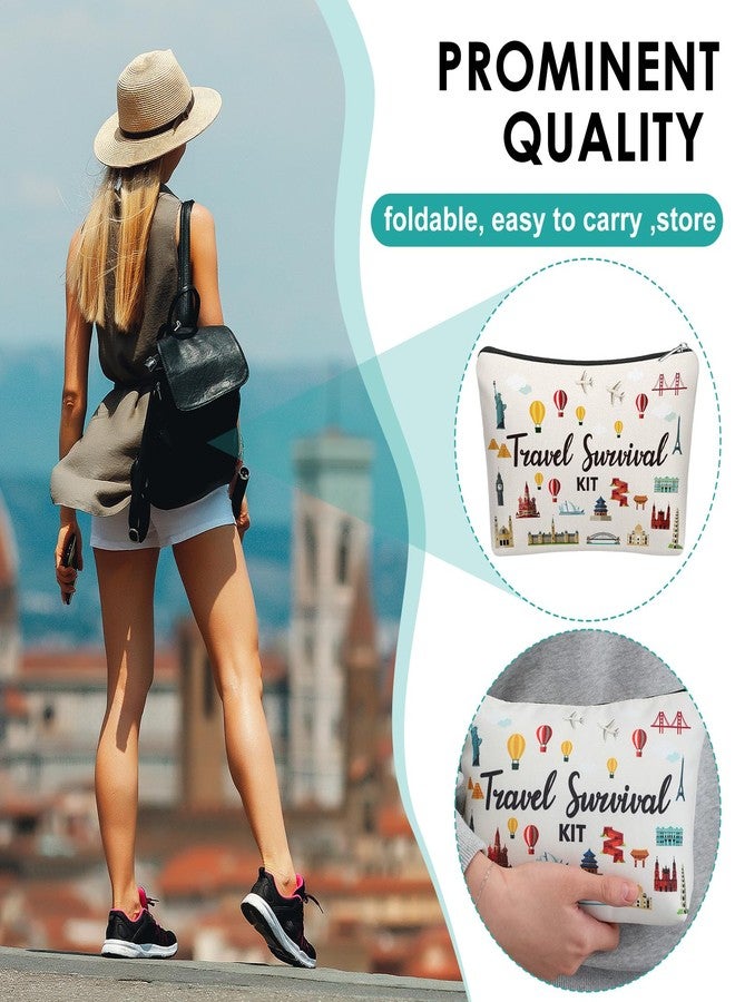 Kacctyen 4 Pack Funny Travel Gifts for Women Travelers Cosmetic Bag Flight Makeup Bag with Zipper Vacation Souvenir Gifts for Travel Lovers - Image 5
