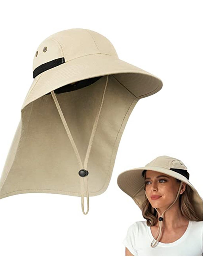 SYOSI Outdoor Sunshade Hat with 50 + UPF Protective Wide Brim Fisherman's with Neck Flap Sunscreen Anti Mosquito Ultraviolet Go Out Fishing Play For Men and Women - Image 1