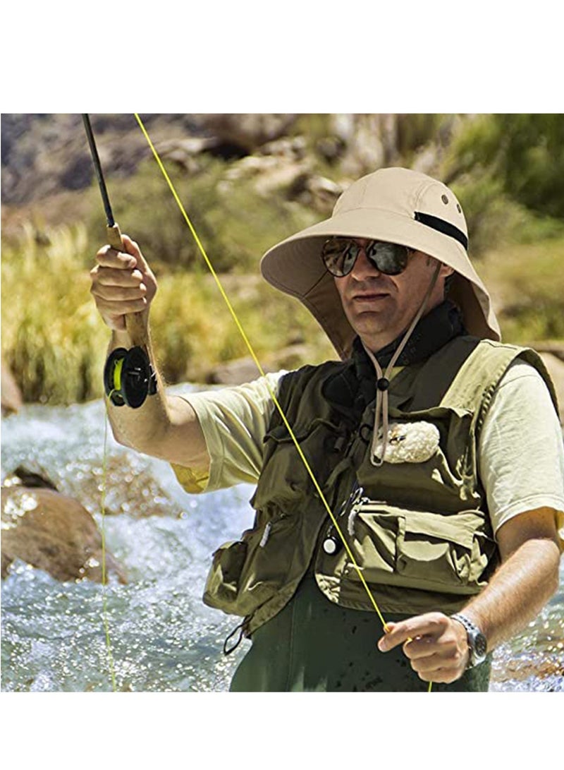 SYOSI Outdoor Sunshade Hat with 50 + UPF Protective Wide Brim Fisherman's with Neck Flap Sunscreen Anti Mosquito Ultraviolet Go Out Fishing Play For Men and Women - Image 3
