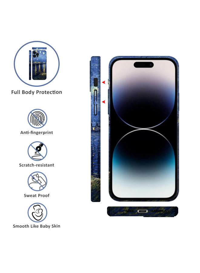 Apple iPhone 15 Pro Max Art Oil Painting Phone Case - Van Gogh Starry Night Over the Rhone - Full Pack Frosted Cool Creative Lens Anti Drop Case  - Image 3
