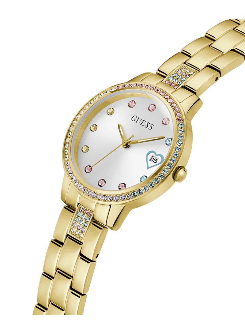 GUESS ساعة نسائية دائرية من الفولاذ المقاوم للصدأ Three Of Hearts GW0657L2 - 34mm - Image 2