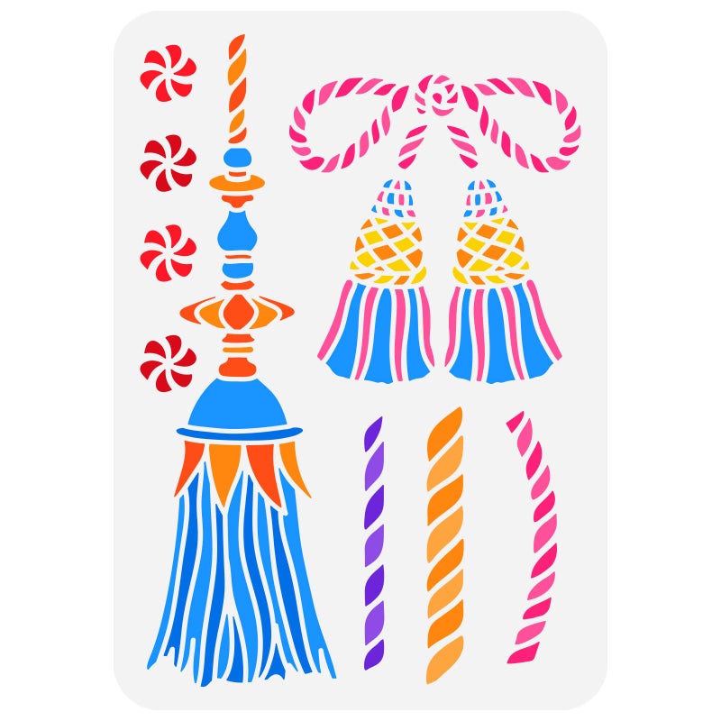 FINGERINSPIRE قالب رسم شرابات FINGERINSPIRE 11.7x8.3 بوصة نمط قوس الحبل البلاستيكي للشرابات والشرابات القابلة لإعادة الاستخدام للفنون والحرف اليدوية لتزيين الأرضيات والجدران والسيراميك والأقمشة والأثاث - Image 1