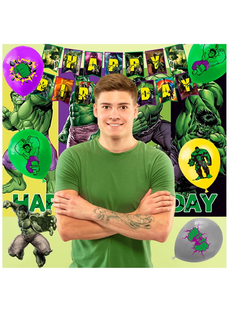ILovhaprty Hulk Birthday Party Supplies, 112pcs Super Hero Party Decorations & Tableware Set Including Hulk Cake Topper Balloons Backdrop Plates Cups etc Hulk Themed Birthday Party Decorations Supplies for Boys/Girls - Image 5