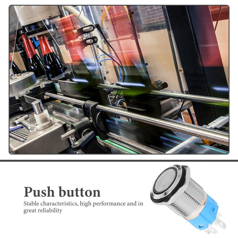 16mm Push Button Switch With LED Self Locking And Momentary 12V Metal Power Starter Switch For Automotive Marine Use - Image 4