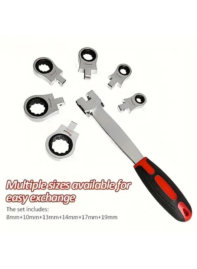 1 Set 12 In 1 Interchangeable Head Ratchet Socket Wrench Tool Kit Black Storage Case - Image 5