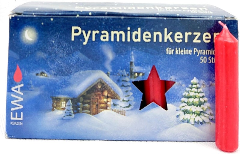 Jeka Sigro 50 Pieces Red Pyramid Candles for Christmas Decoration, 14 x 74 mm - Image 4