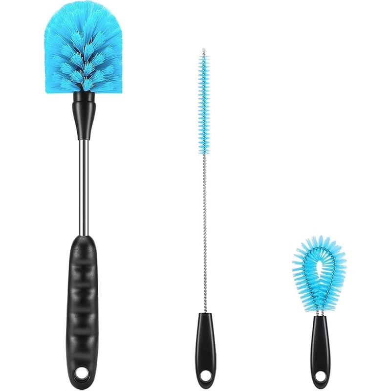 12.2 inch Bottle Brush Set of Three，Washable Coffee Cups, Water Bottles, Baby Bottles, Straws, to-go Cups, Long-Handled 3-in-1 Stainless Steel Bottle Brushes. - Image 1