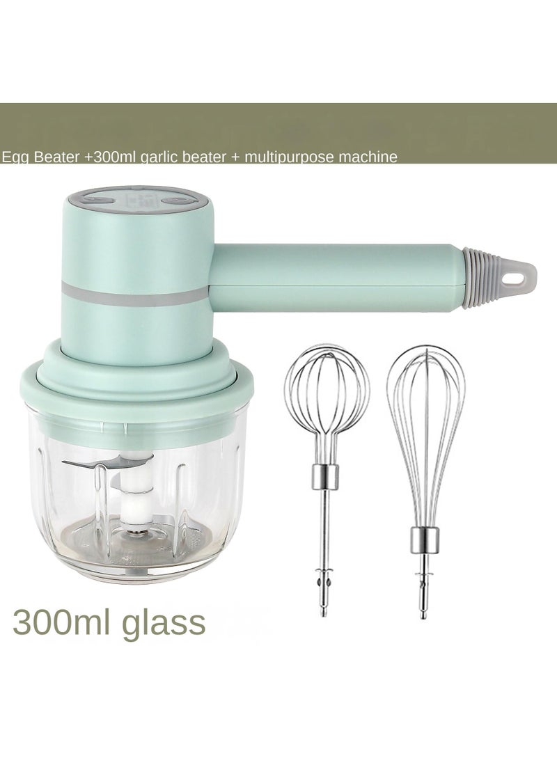 Bluejw - Multi-Functional Mini Chopper One-Touch Operation Dishwasher-Safe Universal Steel Blades 300ml Glass Bowl Included USB Portable Small Electric Food Chopper - Image 1