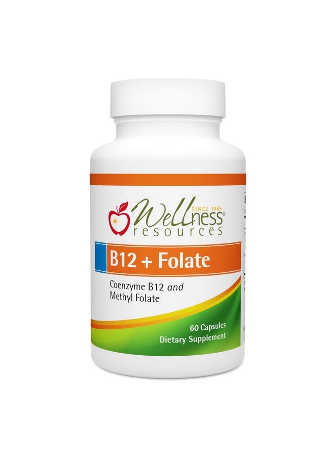 ويلنيس ريسورسز مكمل Wellness Resources B12 + Folate، ميثيل B12 النشط بيولوجيًا وأدينوسيل B12، حمض الفوليك المنشط 5-MTHF، يدعم الطاقة والأعصاب وصحة الدماغ وقوة الشعر (60 كبسولة) - خالٍ من الجلوتين، نباتي - Image 1