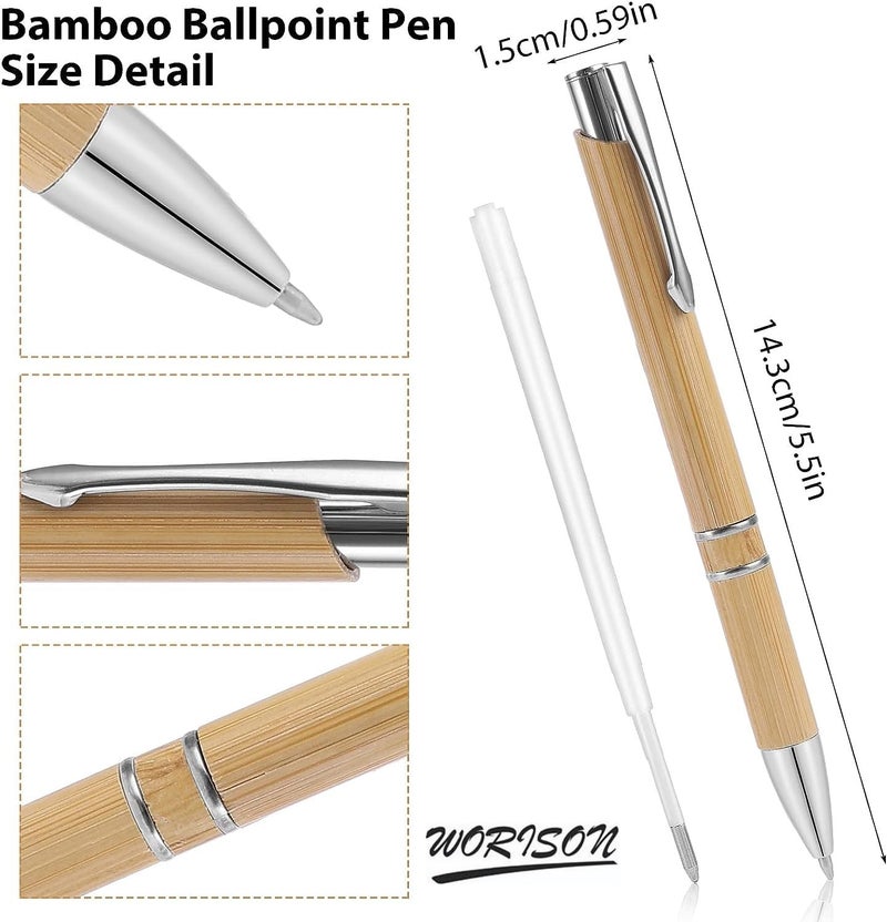 worison 2pc Wooden Ballpoint Pen for Writing, Journaling, School, Office Sustainable Pens - Image 2