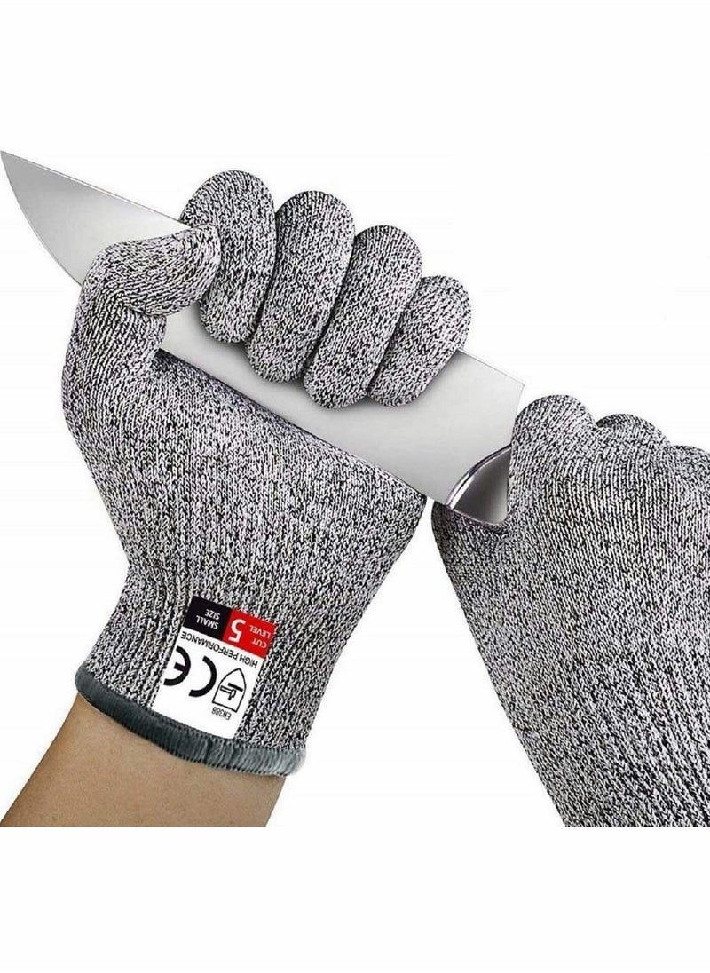 Grey Cut Resistant Gloves Food Grade Safety Cut Gloves for Meal Prep Crafts and Outdoors - Level 5 Protection from Knives Vegetable Peelers Graters - Fits Both Hand - 2 Pairs (M+L)  - Image 1