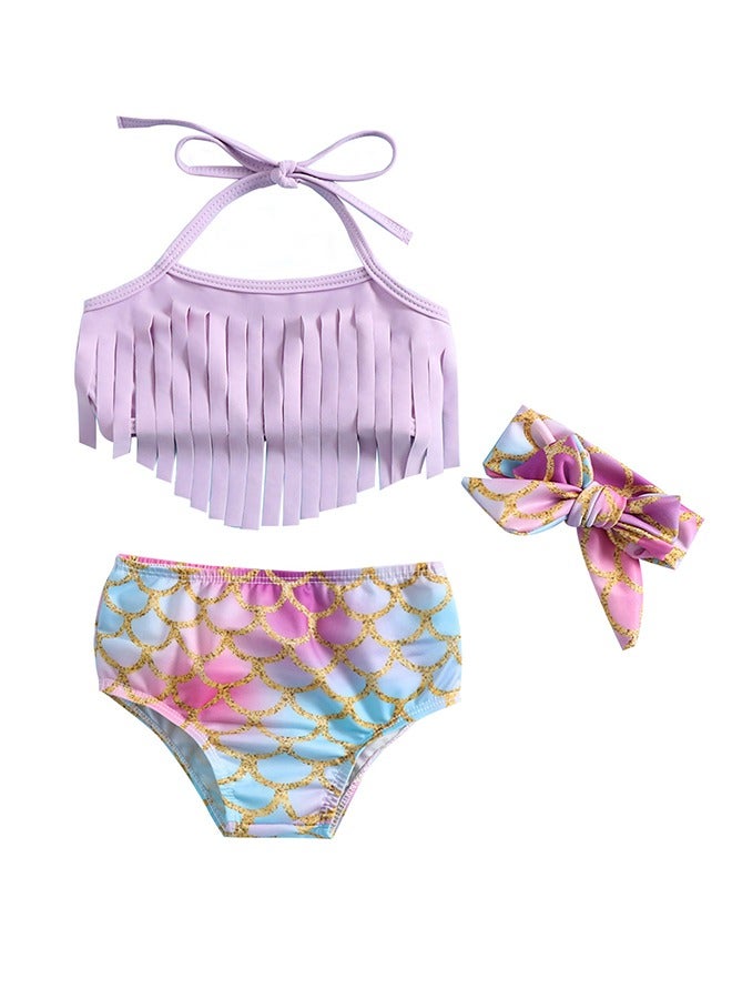 Generic Girls Bikini Swimsuit，Two Piece Mermaid Bathing Suit，Sun Protection Bather Clothing，Surfing Sleeveless Kid Summer Quick Drying Swimsuit 90cm - Image 1