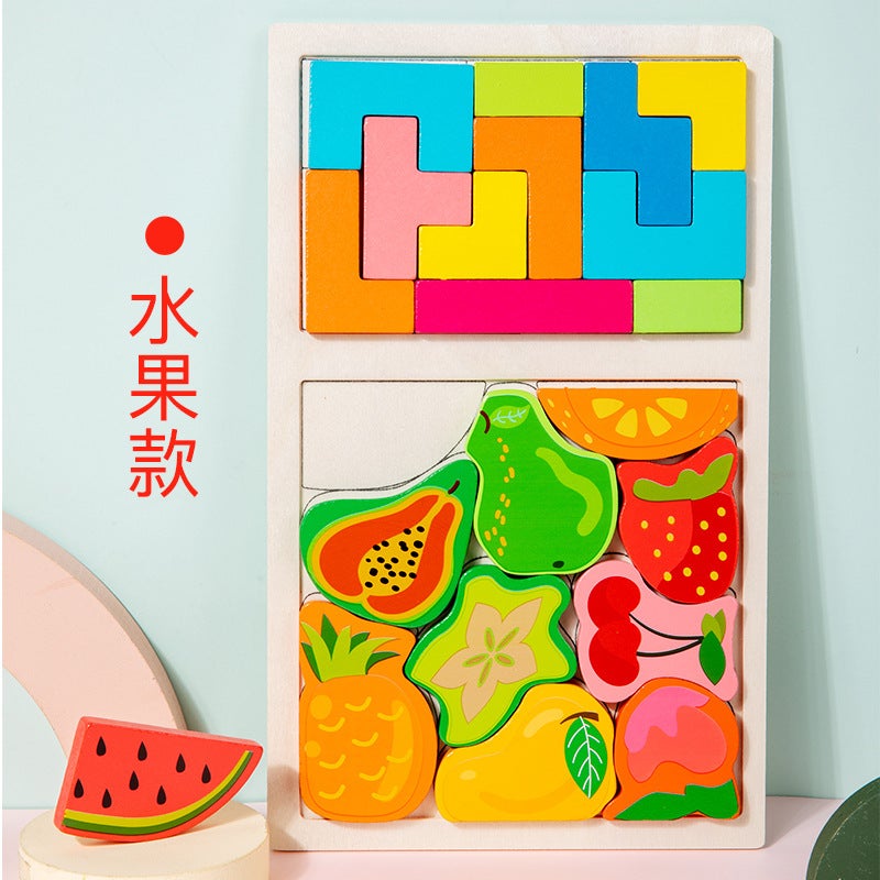 New Educational Three-Dimensional Russian Cartoon Creative Wooden Puzzle Blocks For Children'S Early Education And Cognitive Development - Image 1