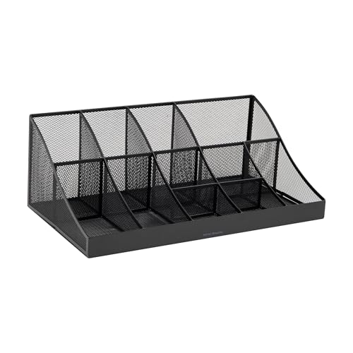 Mind Reader Countertop Organizer, 2-Tier Office Breakroom Supply Caddy, Metal Mesh, Black - Image 5