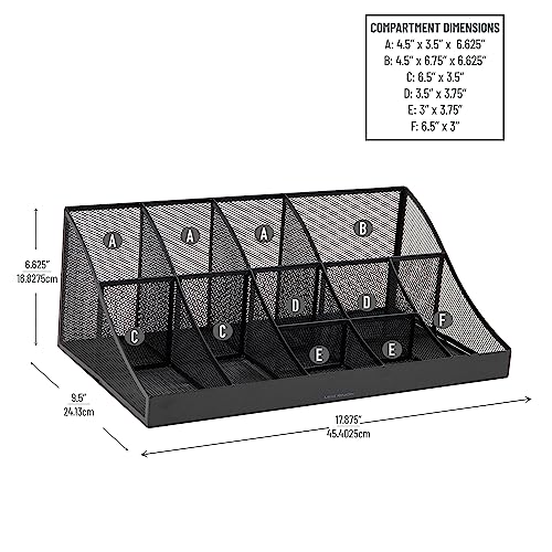 Mind Reader Countertop Organizer, 2-Tier Office Breakroom Supply Caddy, Metal Mesh, Black - Image 3