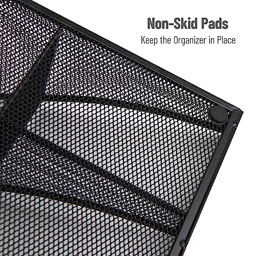 Mind Reader Countertop Organizer, 2-Tier Office Breakroom Supply Caddy, Metal Mesh, Black - Image 4