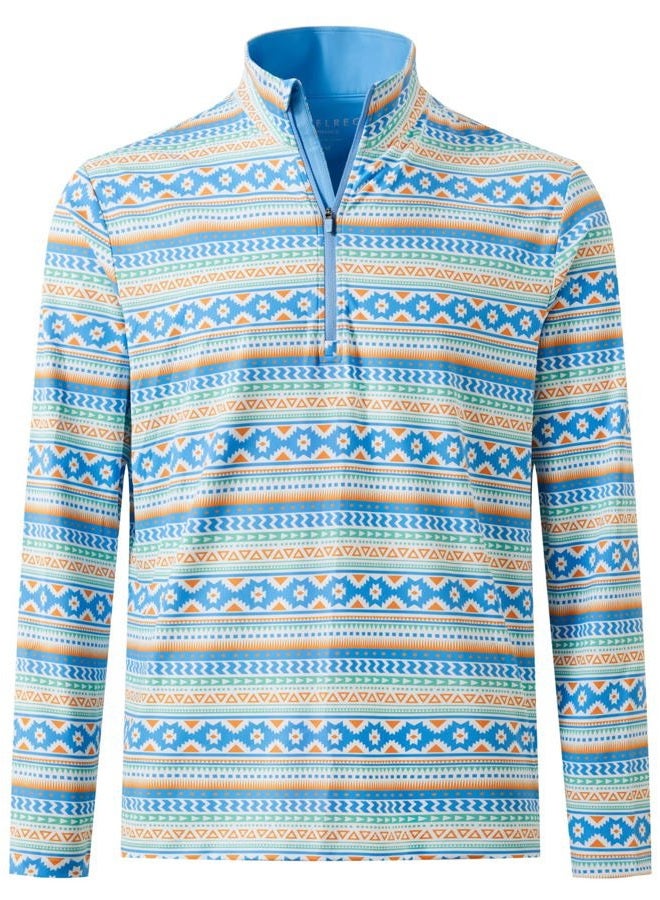 M MAELREG Quarter Zip Golf Pullover Men Dry Fit Long Sleeve Performance Wicking 1/4 Zip Full Print Pullover Mens Sweatshirt, Pink Small Fish, L - Image 1