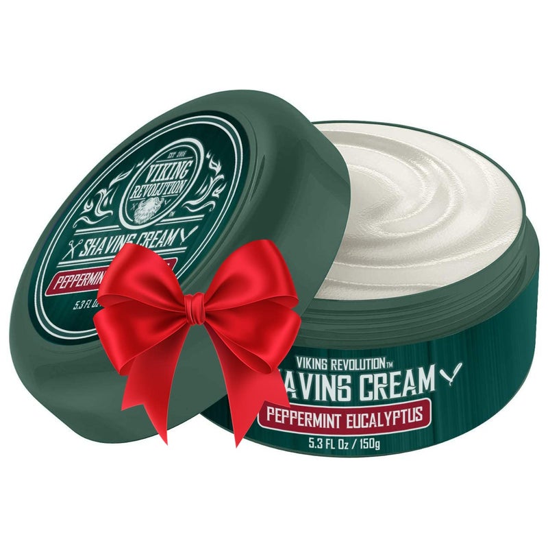 Viking Revolution Luxury Shaving Cream Peppermint & Eucalyptus Scent - Soft, Smooth & Silky Shaving Soap - Rich Lather for the Smoothest Shave - 5.3oz - Image 1