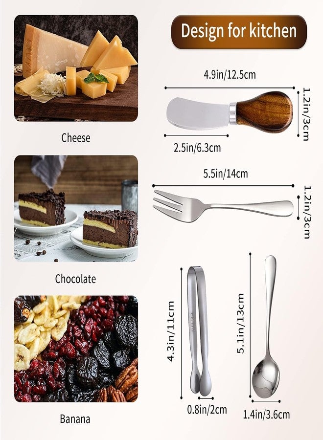 GUZE-US Charcuterie Accessories (14 Pcs), Cheese Spreaders for Charcuterie Board, Mini Serving Spoons, Forks and Mini Serving Tongs - Charcuterie Utensils for Butter, Cheese and Pastry Making - Image 3