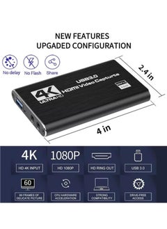 بطاقة التقاط الفيديو 4K ، USB 3.0 1080P 60fps HDMI جهاز التقاط الصوت والفيديو ، Full HD 1080P لتسجيل الألعاب ، بث مباشر - pzsku/Z4145CB12E807CFF15FD8Z/45/_/1695105610/352b0840-f293-4bea-b606-f94aa6340ca5