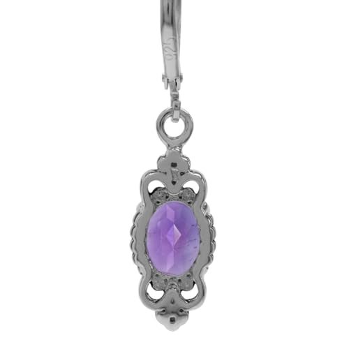 Silvershake 2.14ct. Natural African Amethyst 925 Sterling Silver Balinese Style Leverback Dangle Earrings - Image 5