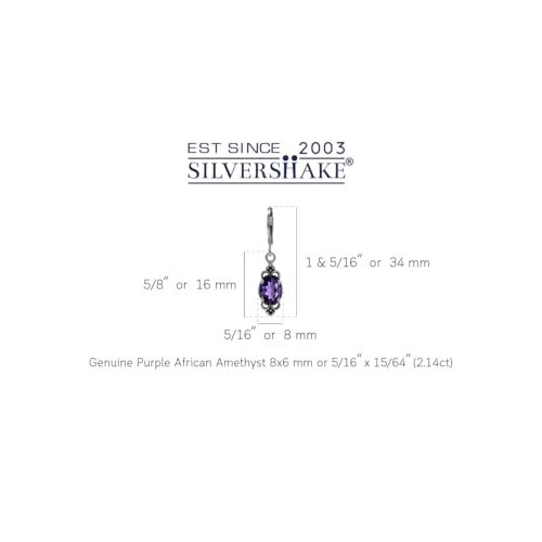 Silvershake 2.14ct. Natural African Amethyst 925 Sterling Silver Balinese Style Leverback Dangle Earrings - Image 3