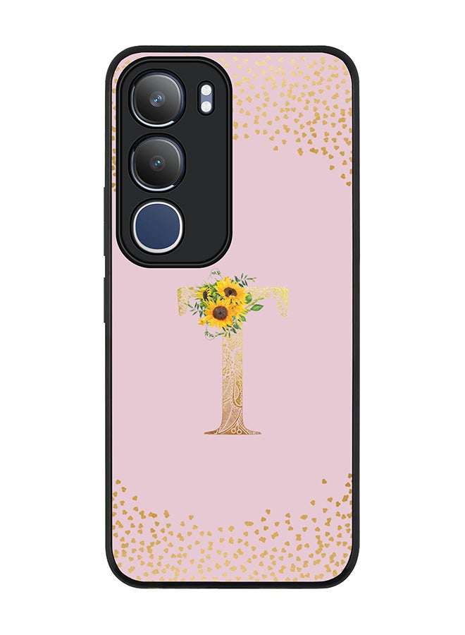 Stylizedd For vivo Y19s / Y19s Pro Case,Slim fit Camera Protection, Shockproof Thin Phone cover  - Custom Floral Monogram - T  (Pink )