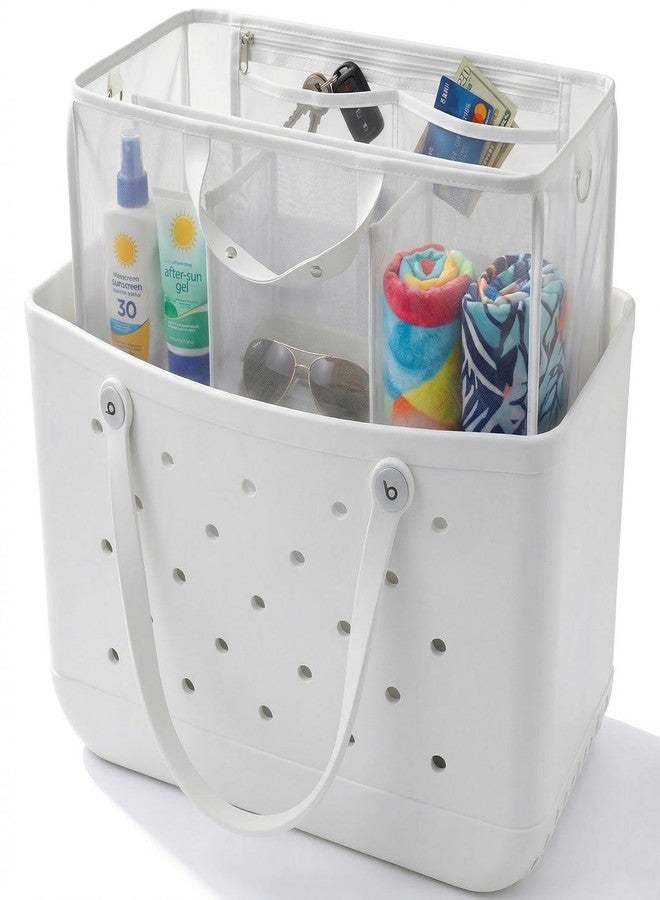 LETGO Beach Bag Organizer Compatible with X Large Bogg Bag Accessories Inserts, Lightweight Mesh Insert Divider Pouch for Original XL Bogg Bags, Beach Tote Bags Insert, White - Image 1