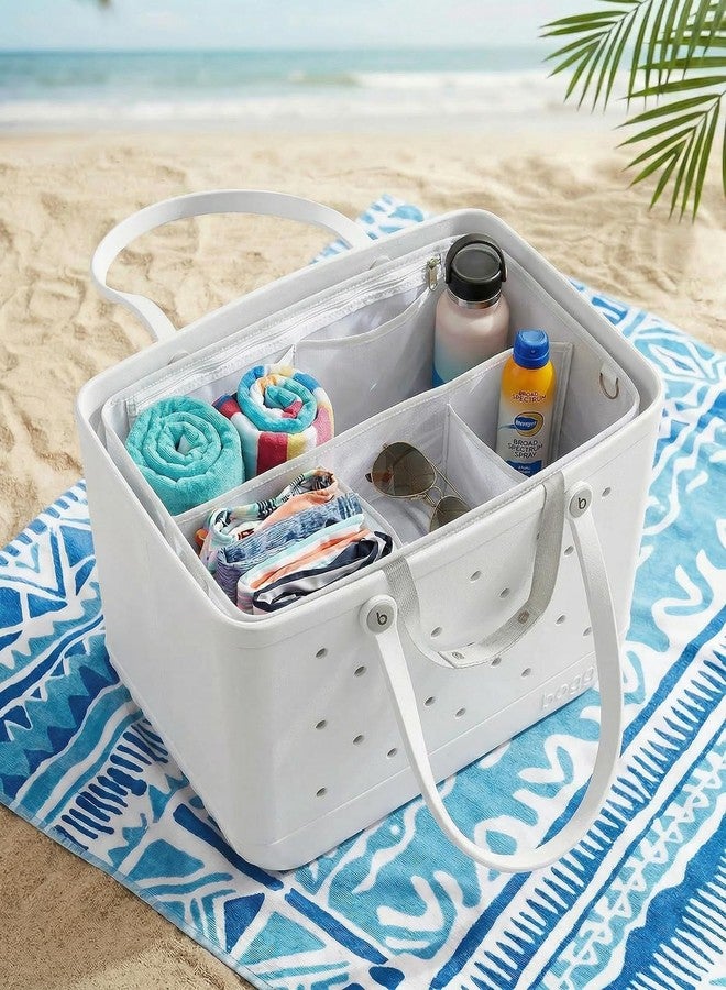 LETGO Beach Bag Organizer Compatible with X Large Bogg Bag Accessories Inserts, Lightweight Mesh Insert Divider Pouch for Original XL Bogg Bags, Beach Tote Bags Insert, White - Image 5