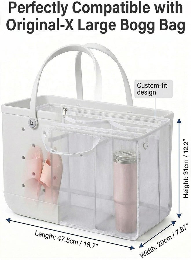 LETGO Beach Bag Organizer Compatible with X Large Bogg Bag Accessories Inserts, Lightweight Mesh Insert Divider Pouch for Original XL Bogg Bags, Beach Tote Bags Insert, White - Image 4
