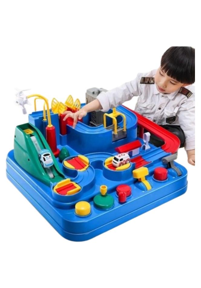حديقة الألعاب ألعاب مسار السباق للأطفال - مجموعة ألغاز مغامرات السيارات، مجموعة لعب إنقاذ المدينة مع سيارتين صغيرتين، لعبة تعليمية للأولاد والبنات، للأعمار من 3 إلى 7 سنوات - Image 1