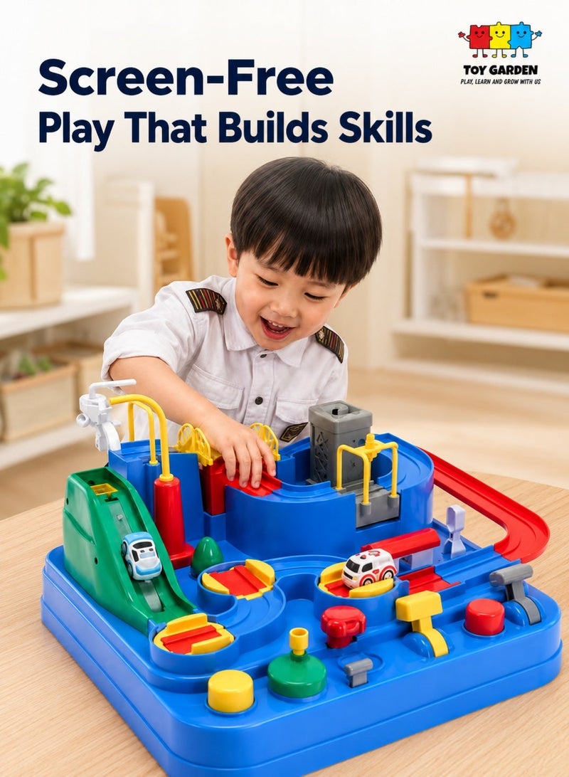 TOY GARDEN Kids Race Track Toys – Car Adventure Puzzle Rail Set, City Rescue Playset with 2 Mini Cars, Educational Toy for Boys & Girls, Ages 3-7 - Image 1