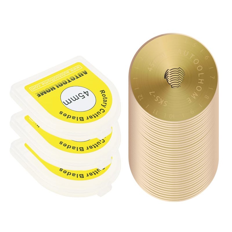 AUTOTOOLHOME AUTOTOOLHOME Titanium Coated 45mm Rotary Cutter Blades 50 Pack Replacement Rotary Blades for Fabric Paper Arts Crafts  - Image 1