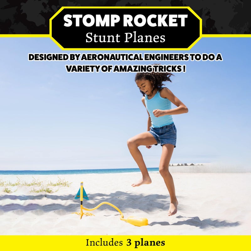 Stomp Rocket Stunt Plane Launcher Toy for Kids - 3 Foam Airplane Toy Soars Over 100 Feet - Unique Tricks & Adjustable Plane Rocket Launcher Stand - Fun Outdoor Toys & Gift for Boys or Girls - Image 2