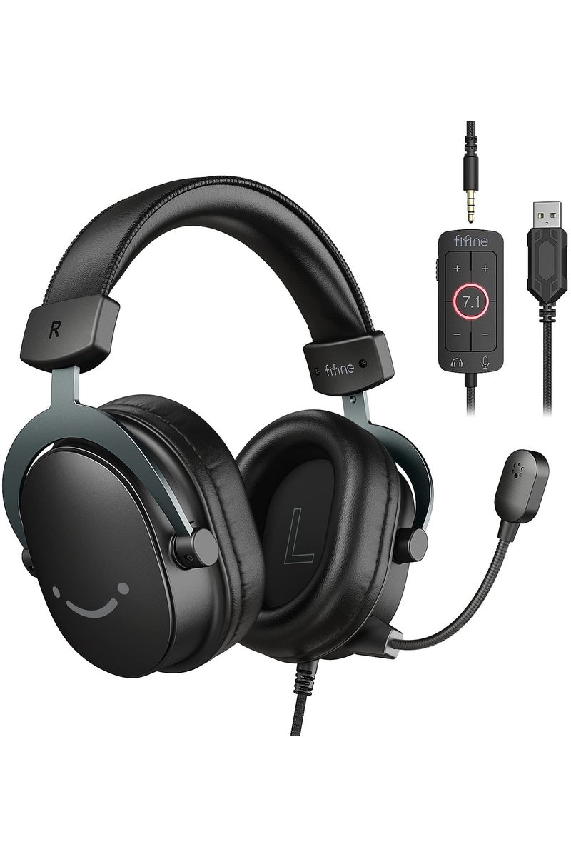 فيفين سماعة ألعاب كمبيوتر، سماعة رأس USB مع صوت محيطي 7.1، ميكروفون قابل للفصل، صندوق تحكم، مقبس سماعة رأس 3.5 مم، سماعات رأس سلكية فوق الأذن لأجهزة PS5/Xbox/Switch - Image 1