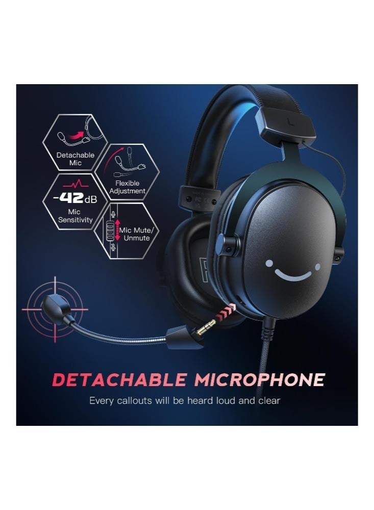 فيفين سماعة ألعاب كمبيوتر، سماعة رأس USB مع صوت محيطي 7.1، ميكروفون قابل للفصل، صندوق تحكم، مقبس سماعة رأس 3.5 مم، سماعات رأس سلكية فوق الأذن لأجهزة PS5/Xbox/Switch - Image 5