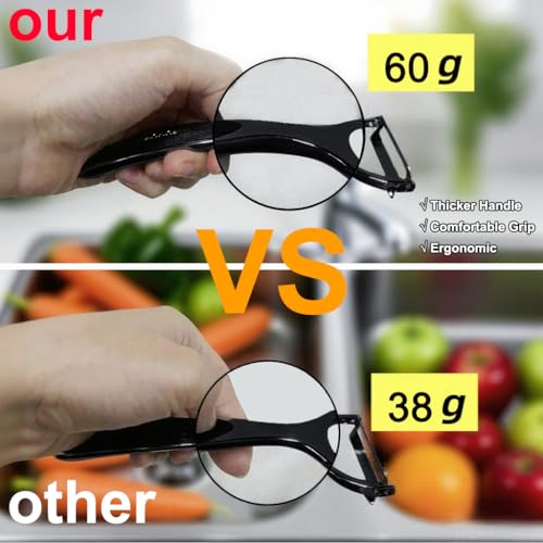 Marouom Premium Vegetable Peeler Set – Ultra Sharp Stainless Steel Blades with Non-Slip Ergonomic Handles for Easy Potato, Fruit & Veggie Peeling (2PCS) - Image 3
