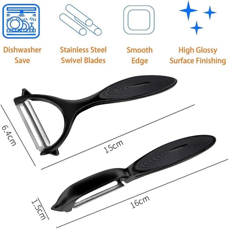 Marouom Premium Vegetable Peeler Set – Ultra Sharp Stainless Steel Blades with Non-Slip Ergonomic Handles for Easy Potato, Fruit & Veggie Peeling (2PCS) - Image 2
