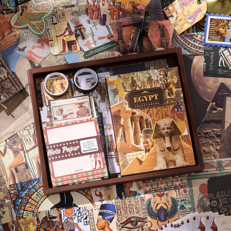 emmoolife Scrapbooking Supplies Kit, Egyptian Vintage Aesthetic Scrapbook Kit for Bullet Junk Journal, Ancient Egypt DIY Journaling Supplies with Hieroglyph, Pharaoh, Pyramid, Unique Gift for Teens & Women - Image 5