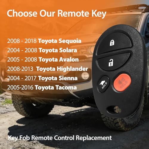 TG Auto Keyless Key Fob Remote Control Replacement for 2004-2018 Toyota Sequoia Solara Avalon Highlander Sienna Tacoma GQ43VT20T 315MHz 4 Buttons - Image 2