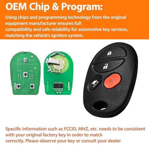 TG Auto Keyless Key Fob Remote Control Replacement for 2004-2018 Toyota Sequoia Solara Avalon Highlander Sienna Tacoma GQ43VT20T 315MHz 4 Buttons - Image 4