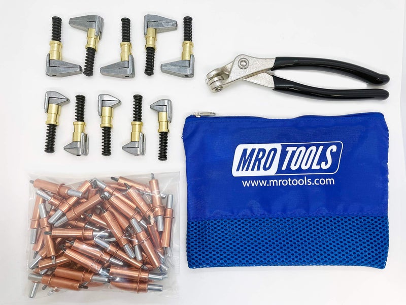 MRO Tools Cleco Fasteners 50 1/8 Cleco Fasteners + Cleco Pliers + 5 KSG 3/4 x 1/2 Side-Grip Clamps + 5 KSG 3/4 x 1 Side-Grip Clamps + Carry Bag (K1S50-1/8SG) - Image 1