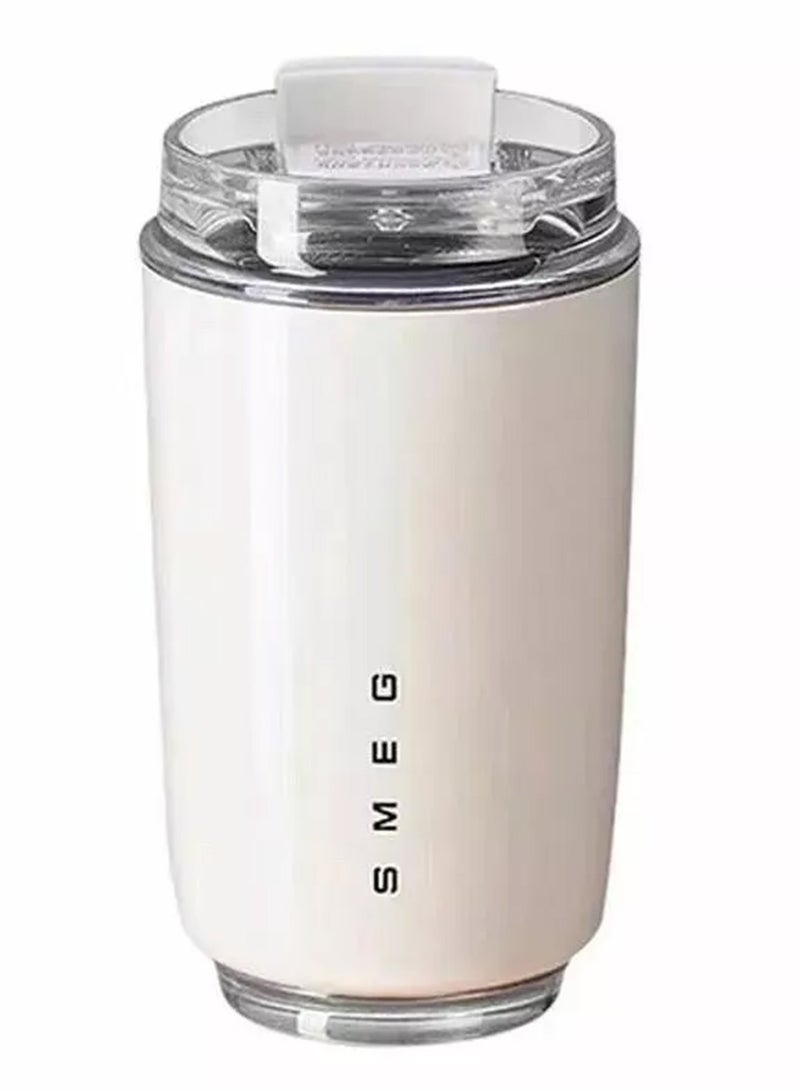 smeg Coffee Mug,Insulated Beverage Cup With Leakproof Lid, Long Lasting Coffee Tumbler With Lid,Travel Coffee Cup Off White - Image 1
