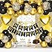 ORDA Black Gold Birthday Decorations Gold Party Decorations Set with Birthday Banner Black Gold Balloons Gold Fringe Party Curtains Hanging Swirls Cake Toppers for Girls Women Men Kids Birthdays Party - Image 4
